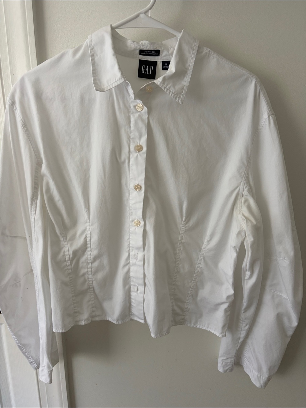GAP Organic Cotton Poplin Barrel Sleeve Crop Shirt